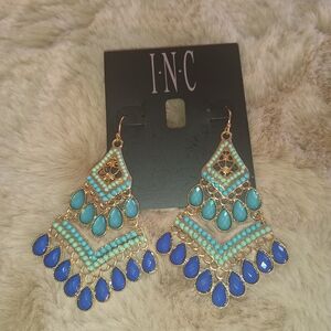 INC International Concepts Teal and Royal Blue Drop Earrings